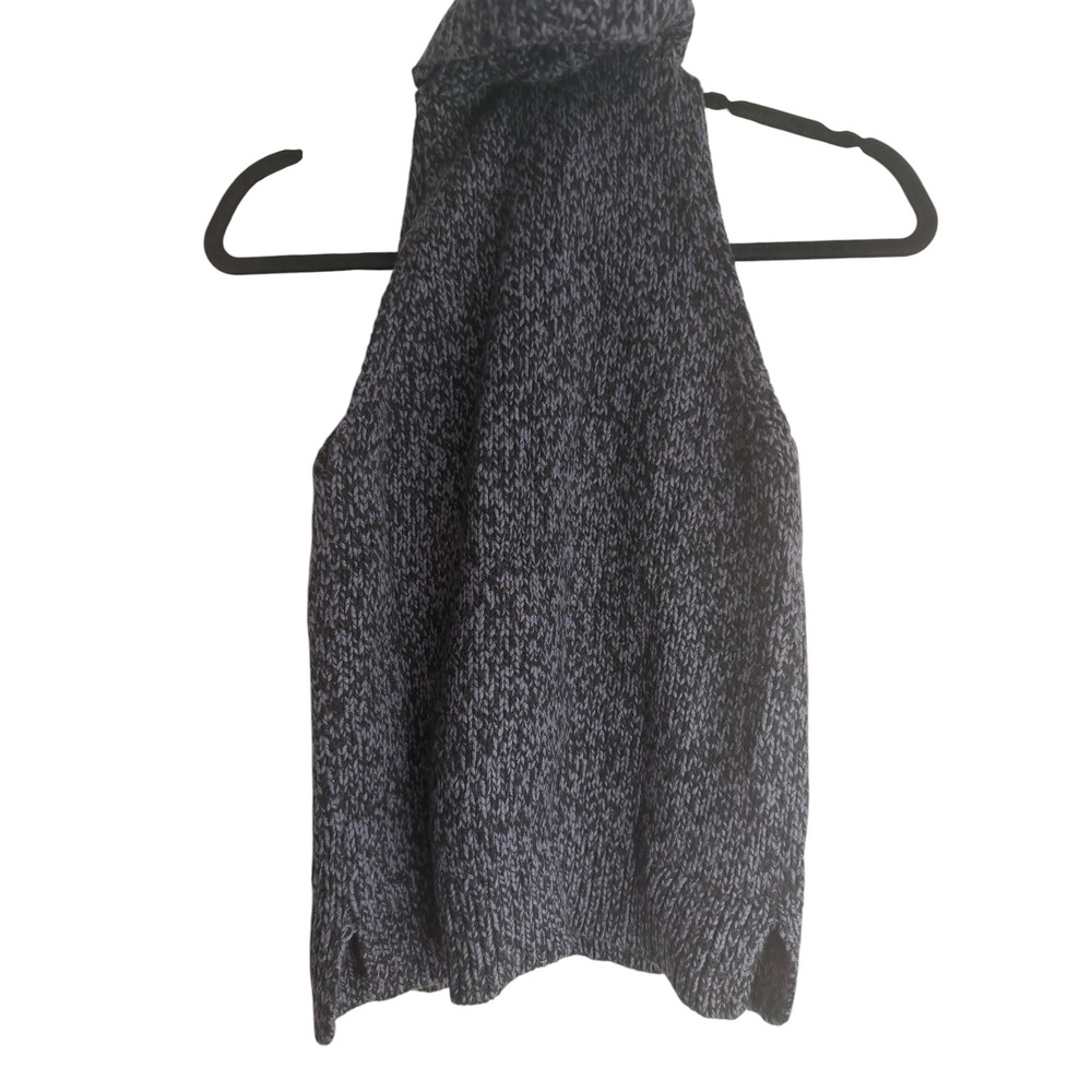 Madewell Womens XXS Halter Turtleneck Sweater Navy Black Marled Knit Sleeveless